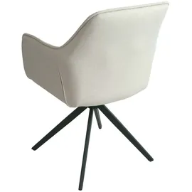 Mendler 2er-Set Esszimmerstuhl HWC-L80, Küchenstuhl Polsterstuhl Stuhl mit Armlehne, drehbar, Metall Stoff/Textil ~ creme-beige