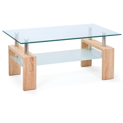 Inter Link Couchtisch Dana aus Glas und Holz in Sonoma Eiche Nachbildung