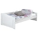 Home4You Einzelbett Jugendbett 90 x 200 cm Kiefer massiv weiß lackiert