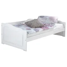 Home4You Einzelbett Jugendbett 90 x 200 cm Kiefer massiv weiß lackiert