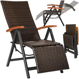 Tectake Rattanstuhl Brisbane 58 x 77 x 113 cm braun klappbar