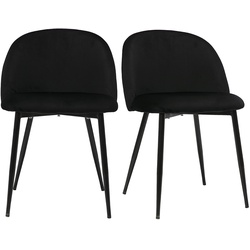 Design-Stühle aus schwarzem Samt und schwarzem Metall (2er-Set) CELESTE