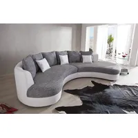 Ecksofa INOSIGN "Limoncello L-Form" Sofas Gr. B/H/T: 287cm x 76cm x 160cm, Kunstleder-Struktur, Ottomane rechts, Ottomane rechts, grau (weiß/weiß-grau) ergonomische Form