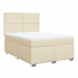 vidaXL Boxspringbett mit Matratze Creme 140x190 cm Stoff - Creme