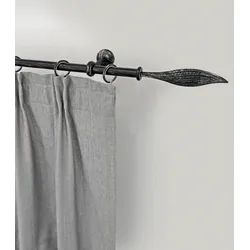 Gardinenstange GARESA "ESPERANCA", schwarz, L:110cm Ø:16mm, Metall, Gardinenstangen, rustikale Vorhanggarnitur, verlängerbar, Eisen, mit Ringe