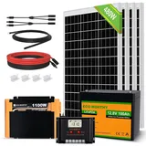 ECO-WORTHY 480W 12V 2 kW·h Solaranlage Komplettset Inselanlage Netzunabhängiges Kit: 4 Stücke 120W Solarmodul + 60A Laderegler + 1 Stücke 100Ah Lithiumbatterie + 1100W Wechselrichter