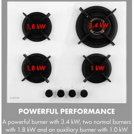 Klarstein Goldflame 4 Gaskochfeld 4-flammig Glaskeramik