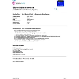 Shelly 1 Mini Gen3, 1-Kanal, Unterputz, Schaltaktor (Shelly_Plus_1_Mini_G3)