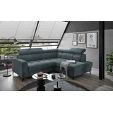 ed-lifestyle polstermöbel Bavaro Ecksofa 243 x 200 cm, mit verstellbaren Kopfstützen & elektrischer Sitztiefenverstellung, Ausführung:Rechts, Stoffbezug:Zoom 12 Azur