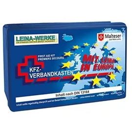 Leina-Werke REF 10102 Leina Kfz-Verbandkasten Euro, Inhalt DIN 13164, blau