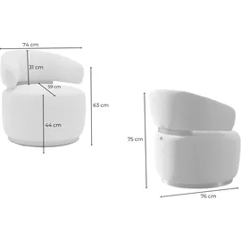 KAWOLA Drehsessel FARA Mikrofaser 70 x 80 x 80 cm grau drehbar
