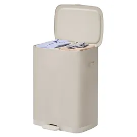 Songmics Wäschekorb mit Deckel 2 Fächer, Wäschesortierer mit Pedal, 160 L,