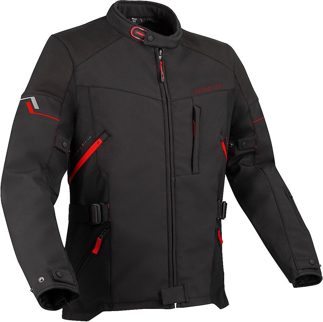 Bering Cobalt Motorfiets textiel jas, zwart-rood, 2XL