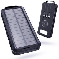 iceagle Solar Powerbank Wireless Solar Ladegerät mit LED-Licht, 4 Outputs Powerbank 26800 mAh schwarz
