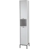 BASIC by Balculina Lucera Hochschrank 32 x 195 cm Weiß Metall