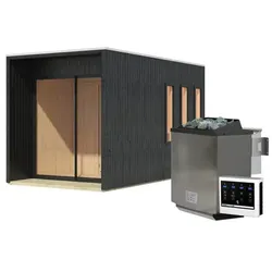 KARIBU Saunahaus »Marienburg«, 425x217x242 cm, 9 kW Bio-Ofen - schwarz