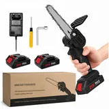 GARRYFIZH Akku-Säge Akku Säge,6 Zoll Mini Kettensäge Akku Astsäge Kleine Akku Kettensäge, 2 Batterien 21 V Kabelloses Design schwarz