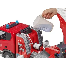 Bruder 03591 - Feuerwehrfahrzeug mit Drehleiter, Wasserpumpe, Licht & Sound rot 1:16