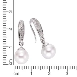 Diamonds by Ellen K. Ohrhänger Gold 333 mit weißen Perlen und Diamanten 0,01ct.