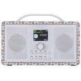 ALANO UKW/DAB+ Radio/Bluetooth/AUX IN Holzfarbenes tragbares Dab-Radio mit 2,4 TFT-Farbdisplay & doppeltem Weckmodus, Dab-Radio im Retro-Design für Garten & Küche (Blumenmuster)