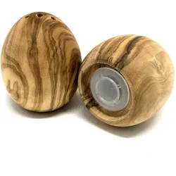 2er Set Salz- und Pfefferstreuer Ei-Form aus Olivenholz