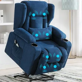 COMHOMA Relaxsessel mit Aufstehhilfe Stoff 80 x 100 x 90 cm Blau elektrisch