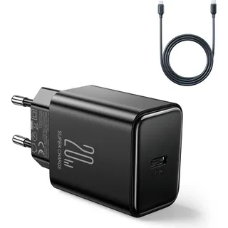 Joyroom JR-TCF06 USB-C PD 20W Wandladegerät + USB-C-Kabel – Schwarz