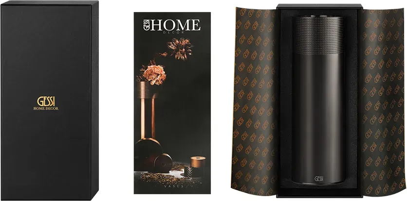 Gessi Dekorative Schatulle mit Blumenvase Cesello - Metall schwarz gebürstet