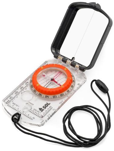 SOL Kompass mit Spiegel, Skalen, Maßstab, Lupe, fluoreszierend