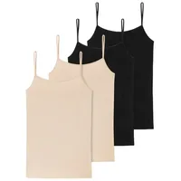 SCHIESSER Spaghetti Top 95/5 Organic Cotton in Schwarz/Sand |