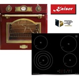 Kaiser Empire Einbau Backofen 6355 Rot Glaskeramik Kochfeld KCT6703 Schwarz Glas