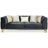 JVMöbel Designer Sofa 3 Sitzer Dreisitzer Couch Stoffsofa Edelstahl Schwarz Gold