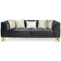 JVMöbel Designer Sofa 3 Sitzer Dreisitzer Couch Stoffsofa Edelstahl Schwarz Gold