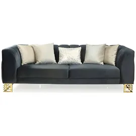 JVMöbel Designer Sofa 3 Sitzer Dreisitzer Couch Stoffsofa Edelstahl Schwarz Gold