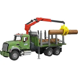 Bruder, Mack Holztransport LKW mit Ladekran 2824, Profi, 61x18,8x27 cm, Grün, 3 ...