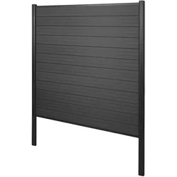 WPC-Sichtschutz Savoie, Windschutz Zaun, Alu-Pfosten zum Einbetonieren ~ Basiselement, 190cm anthrazit