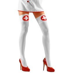 Widdmann Kostüm Krankenschwester Strümpfe, Sexy Overknees für Dein Krankenschwester Kostüm weiß XL