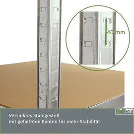 Trutzholm Schwerlastregal Stahl 180x75x75cm grau 875 kg 5 Böden