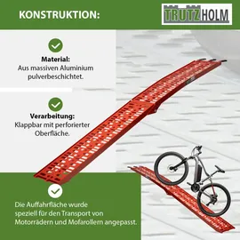 Trutzholm Auffahrrampe 228 cm 680 kg klappbar Aluminium gelocht rot 2 St