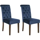 CLP 2er Set Esszimmerstühle Lisburn blau/Samt