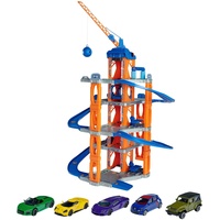 MAJORETTE Parkhaus XL Motor Lift Center – 5 Spielzeugautos,