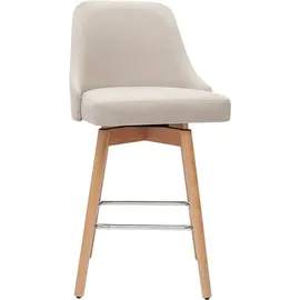 miliboo Skandinavische Barhocker aus beigem Stoff und massivem Buchenholz H65 cm (2er-Pack) Hasta