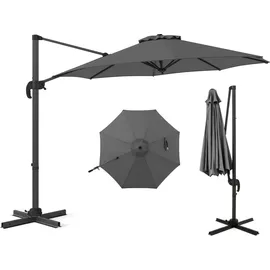 Costway Runder Sonnenschirm Ø 300 cm Grau