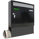 AL Briefkastensysteme Basic 1er Briefkasten RAL 7016 Anthrazit inkl. Zeitungsfach