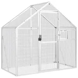 Emmtore Voliere, Vogelvoliere mit Wire Mesh Grids, Vogelkäfig für Außenbereich, Vogelhaus Papageienkäfig Papageienvoliere,Silber,1.79 x 1 x 1.85 m