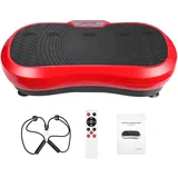 LIFERUN Vibrationsplatte 120 Intensitätsstufen + 10 Trainingsprogramme Leiser Motor Heimfitnessgerät Ganzkörpertraining Muskeltraining Massagegerät mit Fernbedienung und Trainingsgurt Bis 180 kg (Rot)