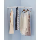 Kleiderstange Schrank Eck-Garderobenstangenhalterung, Platzsparende Kleiderstange für Garderobe und Badezimmer, Kleiderständer-Stützrohr für Umkleidekabinen(White,40x40cm (15.8x15.8"))