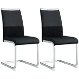 Flieks Freischwinger (Set, 2 St), 2er Set Esszimmerstuhl Polsterstühle Kunstleder und Leinen schwarz
