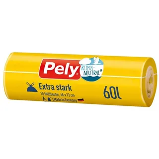 Mülleimer-Beutel Pely® Klimaneutral Zugband-Beutel Extra-stark, 60 Liter, 10 Stück (10 ks)