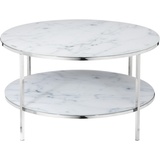 SalesFever Couchtisch Tischplatten in Marmoroptik, Weiß/Chromfarben | chromfarben, | weiß | 14012815-0 B/H/T: 80 cm x 45 cm x 80 cm,